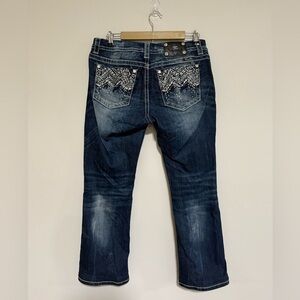 Miss Me Mid-Rise Easy Boot Cut Embellished Embroidered Jeans Size 30